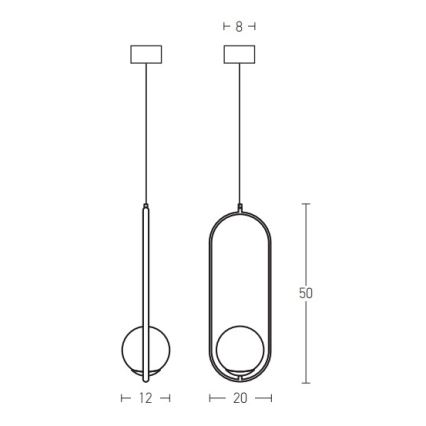 Zambelis 18142-BR - Suspension filaire 1xG9/9W/230V