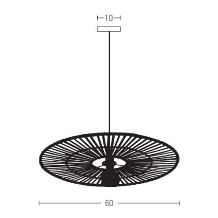 Zambelis 19104 - Suspension filaire 1xE27/40W/230V bambou/noir