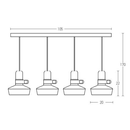 Zambelis 1993-B - Suspension filaire 4xE27/40W/230V noir