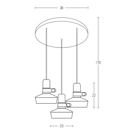 Zambelis 1994-B - Suspension filaire 3xE27/40W/230V noir