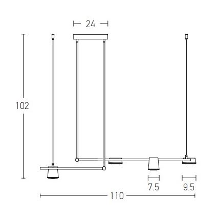 Zambelis 2035 - Suspension avec tige LED/28W/230V