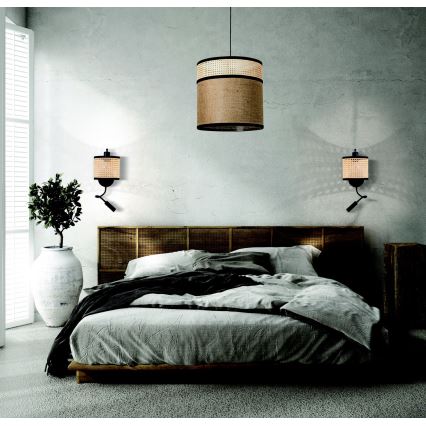 Zambelis 20355 - Lampe murale 1xE27/40W + LED/3W/230V rotin