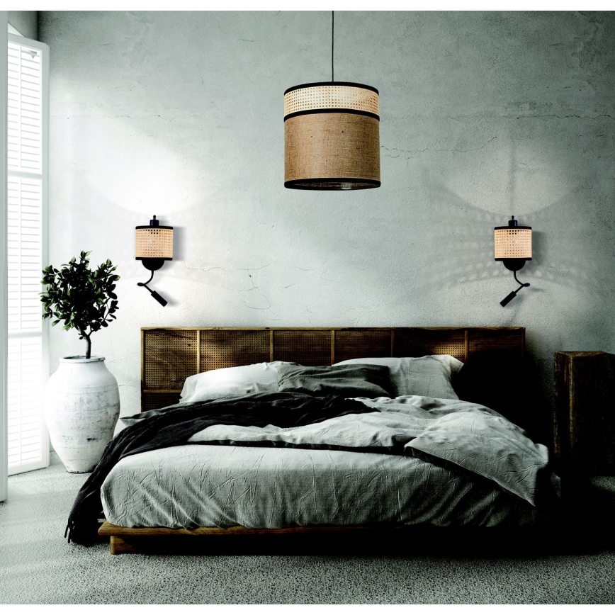 Zambelis 20355 - Lampe murale 1xE27/40W + LED/3W/230V rotin