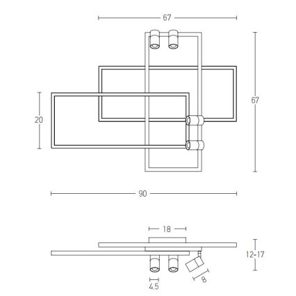 Zambelis 22020 - Plafonnier LED à intensité variable LED/52W/230V