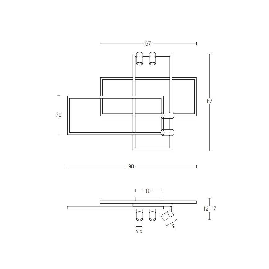 Zambelis 22020 - Plafonnier LED à intensité variable LED/52W/230V