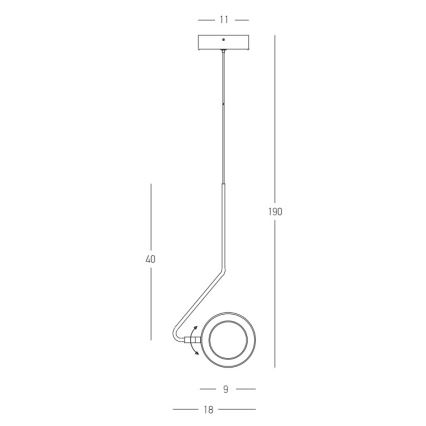 Zambelis 22044 - Suspension filaire à intensité variable LED/7W/230V CRI90 blanc