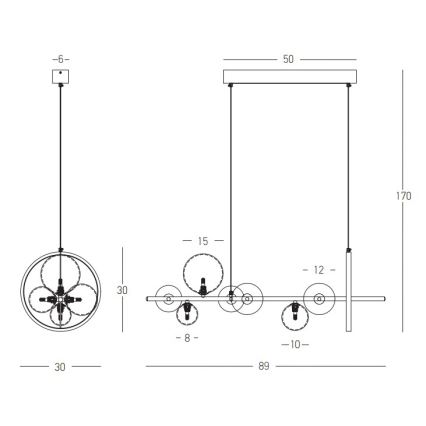 Zambelis 22063 - Suspension filaire à intensité variable LED/14W + 7xG9/7W/230V