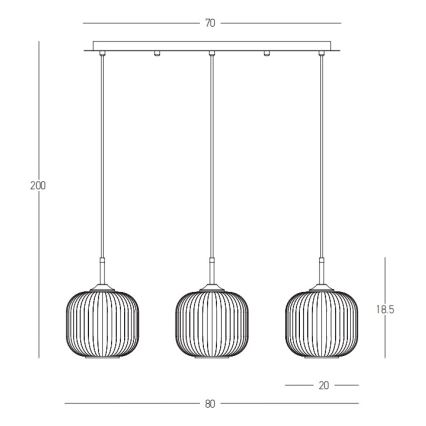 Zambelis 22074 - Suspension filaire 3xE27/40W/230V