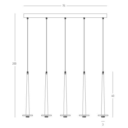 Zambelis 22112 - Suspension filaire à intensité variable 5xLED/3W/230V CRI90 noir