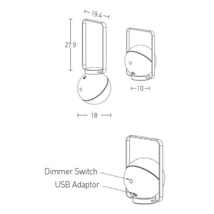 Zambelis E234 - Lampe à intensité variable extérieure LED/1,5W/3,7V 2600 mAh IP44 blanc
