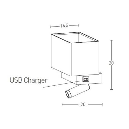 Zambelis H59 - Lampe murale LED/3W + 1xE27/40W/230V noir