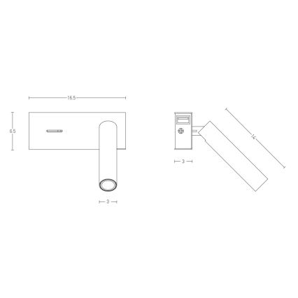 Zambelis H74 - Applique murale LED/3W/230V USB blanc