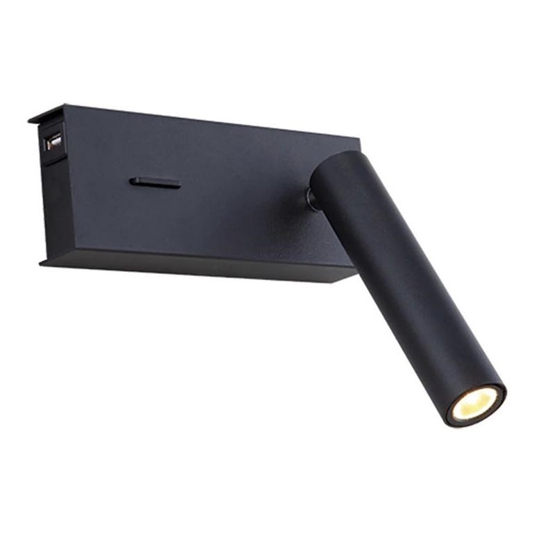 Zambelis H75 - Applique murale LED/3W/230V USB noir