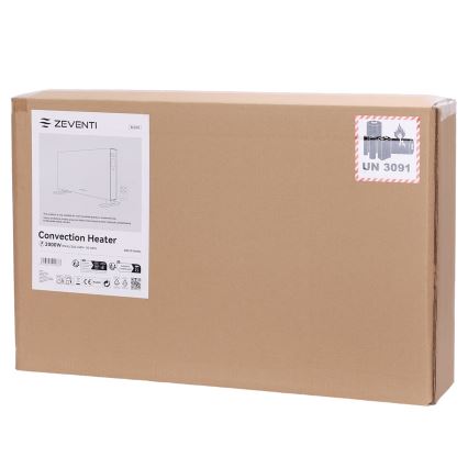 ZEVENTI - Chauffage électrique direct/convecteur avec écran LCD ECO/1250/2000W/230V blanc + télécommande