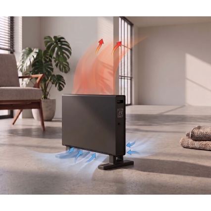 ZEVENTI - Radiateur/convecteur électrique avec écran LCD ECO/1250/2000W/230V noir + télécommande