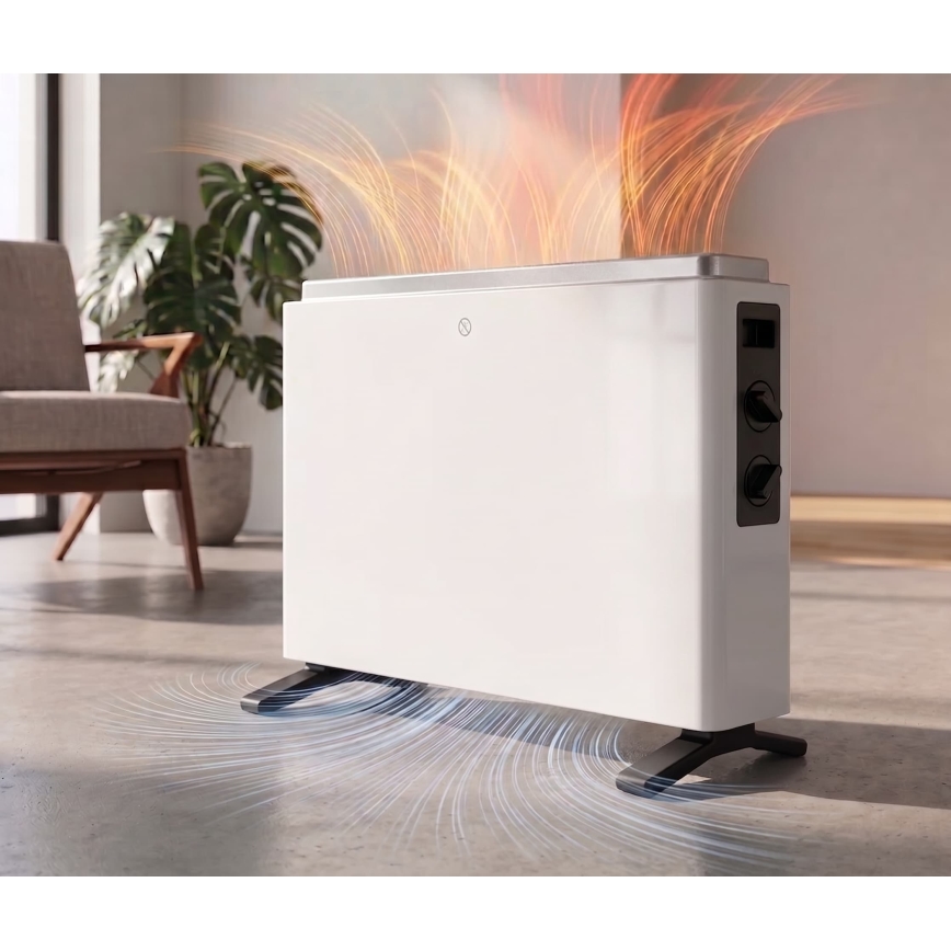 ZEVENTI - Convecteur électrique/chauffage d'appoint 800/1200/2000W/230V blanc