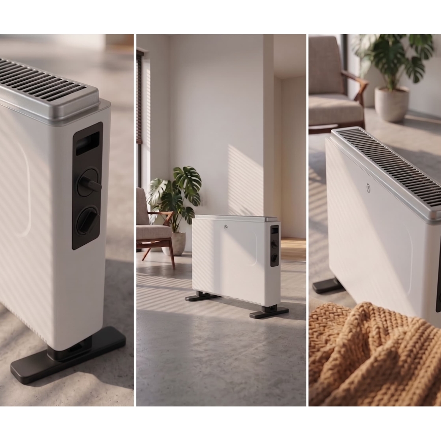 ZEVENTI - Convecteur électrique/chauffage d'appoint 800/1200/2000W/230V blanc