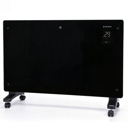 ZEVENTI - Radiateur électrique intelligent/convecteur avec écran LCD ECO/1000/2000 W/230 V Wi-Fi noir