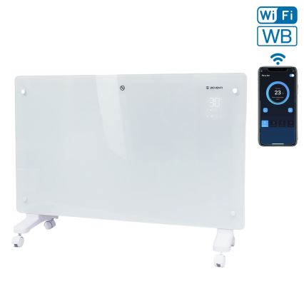 ZEVENTI - Radiateur/convecteur électrique intelligent avec écran LCD ECO/1000/2000W/230V Wi-Fi blanc