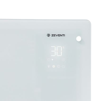 ZEVENTI - Radiateur/convecteur électrique intelligent avec écran LCD ECO/1000/2000W/230V Wi-Fi blanc
