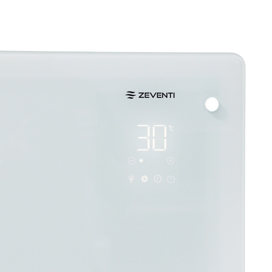 ZEVENTI - Radiateur/convecteur électrique intelligent avec écran LCD ECO/1000/2000W/230V Wi-Fi blanc