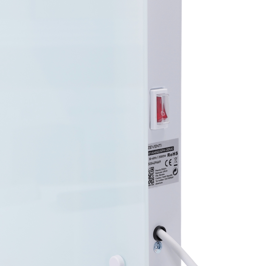 ZEVENTI - Radiateur/convecteur électrique intelligent avec écran LCD ECO/1000/2000W/230V Wi-Fi blanc