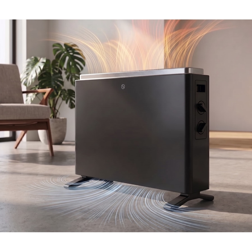 ZEVENTI - Convecteur/radiateur électrique 800/1200/2000W/230V noir