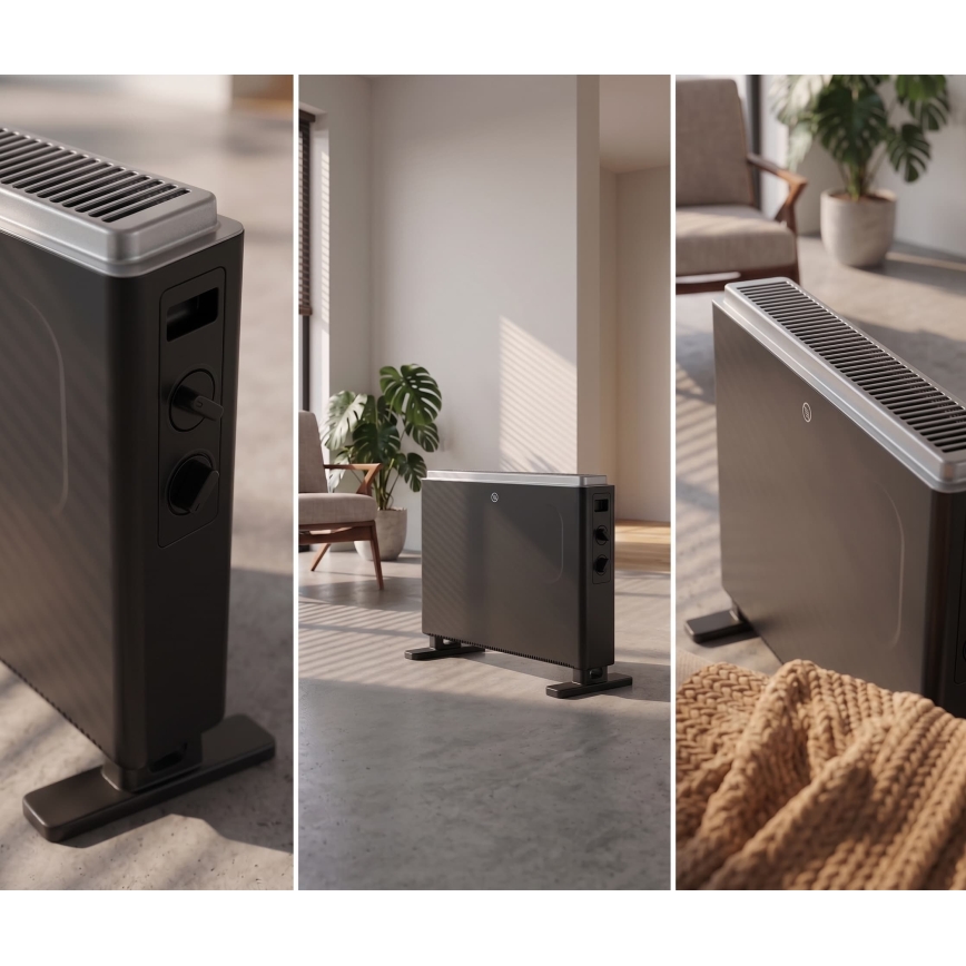 ZEVENTI - Convecteur/radiateur électrique 800/1200/2000W/230V noir
