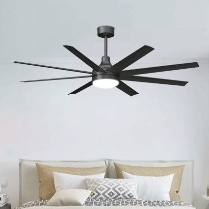 ZEVENTI - Ventilateur de plafond LED dimmable WALKIKI LED/24W/230V 2700-6500K 165 cm noir + télécommande