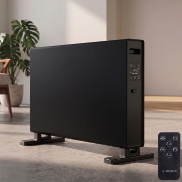 ZEVENTI - Radiateur/convecteur électrique avec écran LCD ECO/1250/2000W/230V noir + télécommande