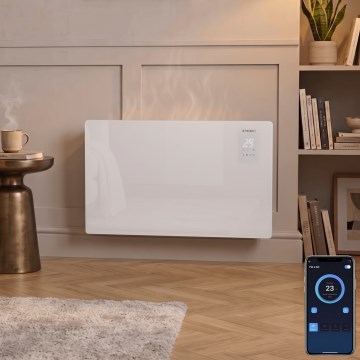 ZEVENTI - Radiateur électrique mural intelligent/convecteur avec écran LCD 1000/2000W/230V Wi-Fi blanc