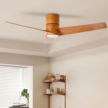 ZEVENTI - Ventilateur de plafond BARROSA LED/18W/230V 3000/4000/6000K Wi-Fi Tuya marron + Télécommande