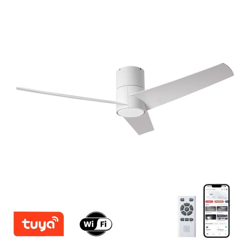 ZEVENTI - Ventilateur de plafond BARROSA LED/18W/230V 3000/4000/6000K Wi-Fi Tuya blanc + Télécommande