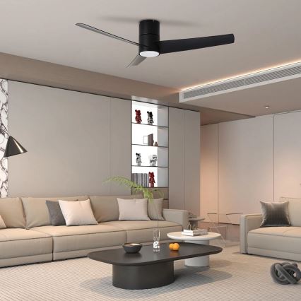 ZEVENTI - Ventilateur de plafond BARROSA LED/18W/230V 3000/4000/6000K Wi-Fi Tuya noir + Télécommande