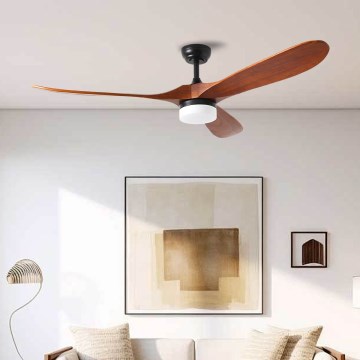 ZEVENTI - Ventilateur de plafond GINOSA LED/18W/230V 3000-6000K Wi-Fi Tuya noir/chêne + Télécommande