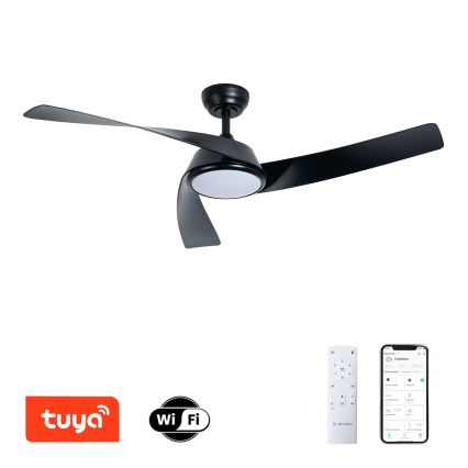 ZEVENTI - ventilateur de plafond LED dimmable AERYS LED/24W/230V 3000/4000/6000K Wi-Fi Tuya noir + télécommande
