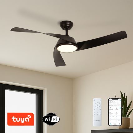 ZEVENTI - ventilateur de plafond LED dimmable AERYS LED/24W/230V 3000/4000/6000K Wi-Fi Tuya noir + télécommande
