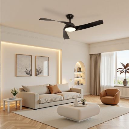 ZEVENTI - ventilateur de plafond LED dimmable AERYS LED/24W/230V 3000/4000/6000K Wi-Fi Tuya noir + télécommande