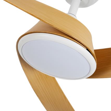 ZEVENTI - Ventilateur de plafond LED dimmable AERYS LED/24W/230V 3000/4000/6000K Wi-Fi Tuya blanc/chêne + télécommande