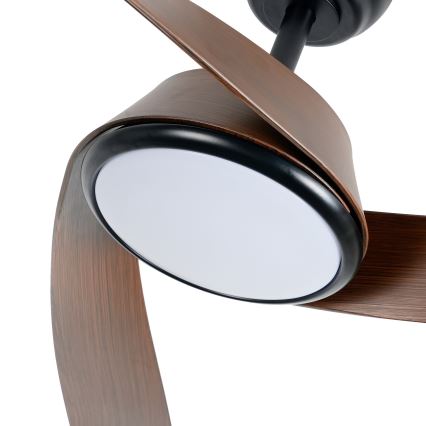 ZEVENTI - Ventilateur de plafond LED dimmable AERYS LED/24W/230V 3000/4000/6000K Wi-Fi Tuya noir/noyer + télécommande