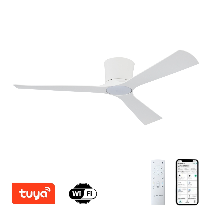 ZEVENTI - Ventilateur de plafond LED à intensité variable AUREX LED/24W/230V 3000/4000/6000K Wi-Fi Tuya blanc + télécommande