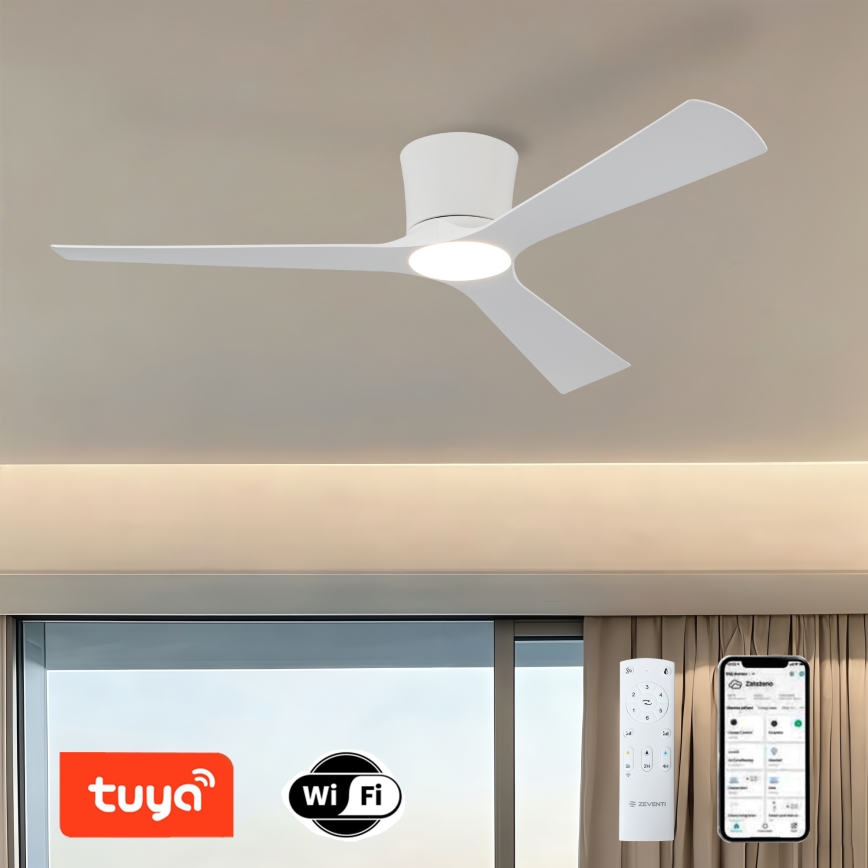 ZEVENTI - Ventilateur de plafond LED à intensité variable AUREX LED/24W/230V 3000/4000/6000K Wi-Fi Tuya blanc + télécommande