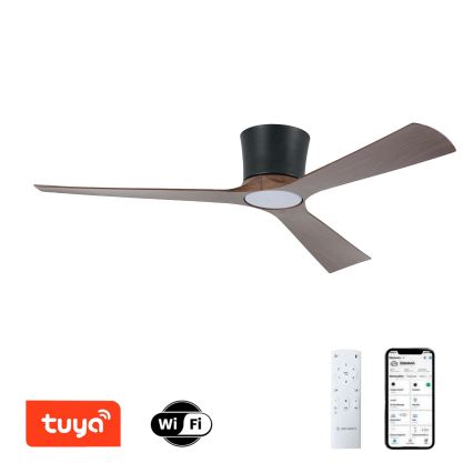 ZEVENTI - Ventilateur de plafond LED dimmable AUREX LED/24W/230V 3000/4000/6000K Wi-Fi Tuya noir/noyer + télécommande
