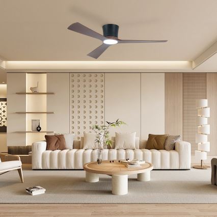 ZEVENTI - Ventilateur de plafond LED dimmable AUREX LED/24W/230V 3000/4000/6000K Wi-Fi Tuya noir/noyer + télécommande