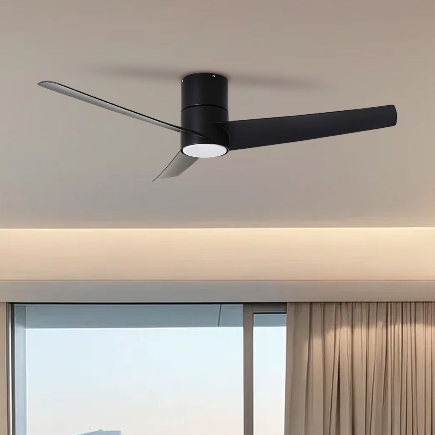 ZEVENTI - Ventilateur de plafond LED BARROSA 18W/230V 3000/4000/6000K Wi-Fi Tuya noir + télécommande