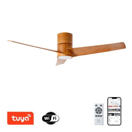 ZEVENTI - Ventilateur de plafond LED BARROSA LED/18W/230V 3000/4000/6000K Wi-Fi Tuya brun + télécommande