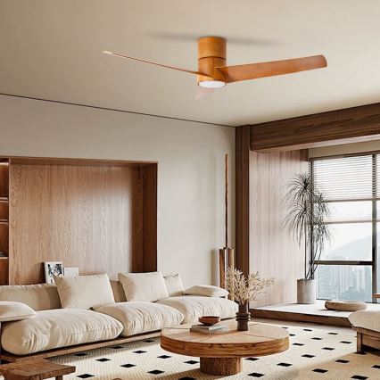 ZEVENTI - Ventilateur de plafond LED BARROSA LED/18W/230V 3000/4000/6000K Wi-Fi Tuya brun + télécommande