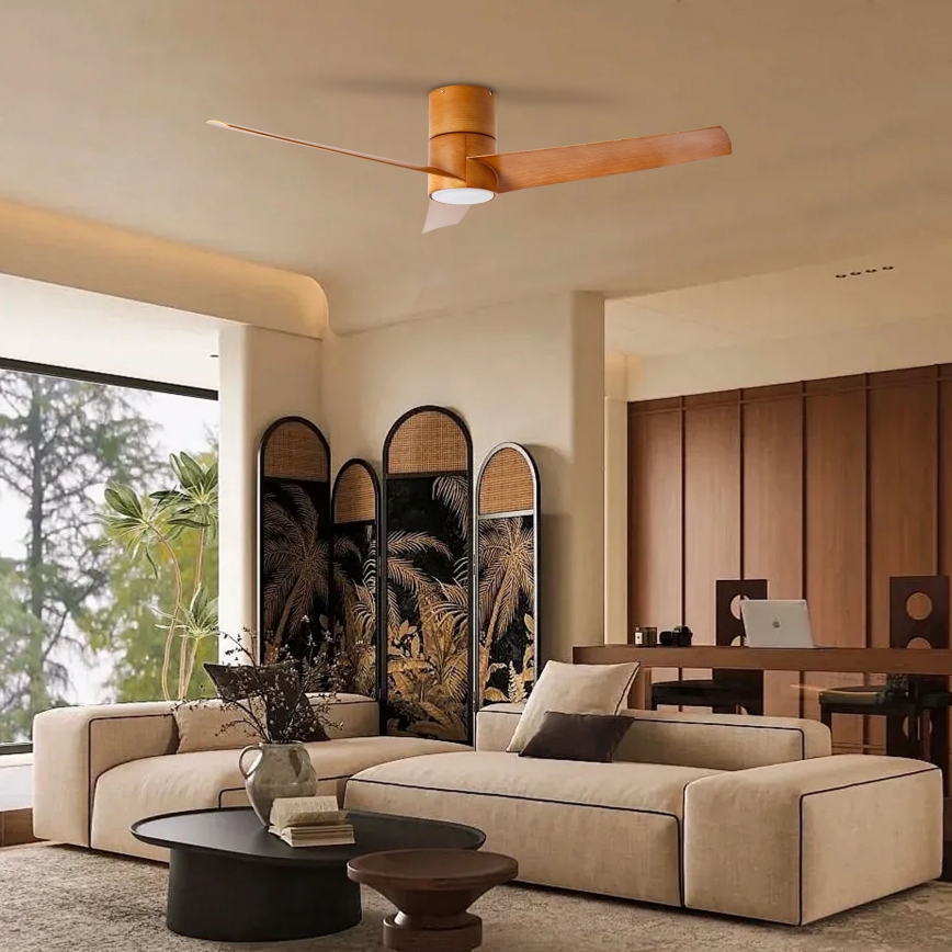 ZEVENTI - Ventilateur de plafond LED BARROSA LED/18W/230V 3000/4000/6000K Wi-Fi Tuya brun + télécommande