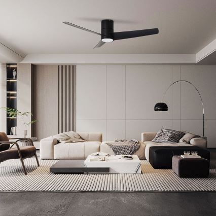 ZEVENTI - Ventilateur de plafond LED BARROSA 18W/230V 3000/4000/6000K Wi-Fi Tuya noir + télécommande