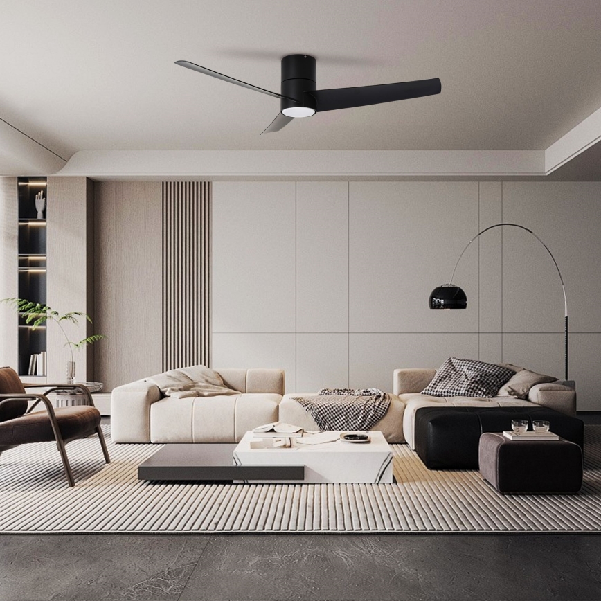 ZEVENTI - Ventilateur de plafond LED BARROSA 18W/230V 3000/4000/6000K Wi-Fi Tuya noir + télécommande